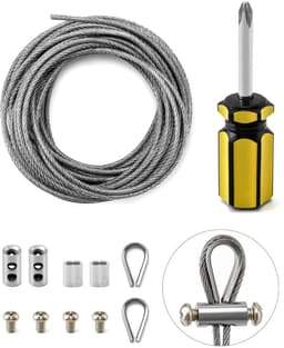 SnelShoppen - RVS Staal Kabelset 6m/2mm, Stalen Kabel met M2 Krimpogen en Bevestigingsmaterialen voor Tentlijnen, Kledinglijnen, Tuin en Camping — thumbnail 3