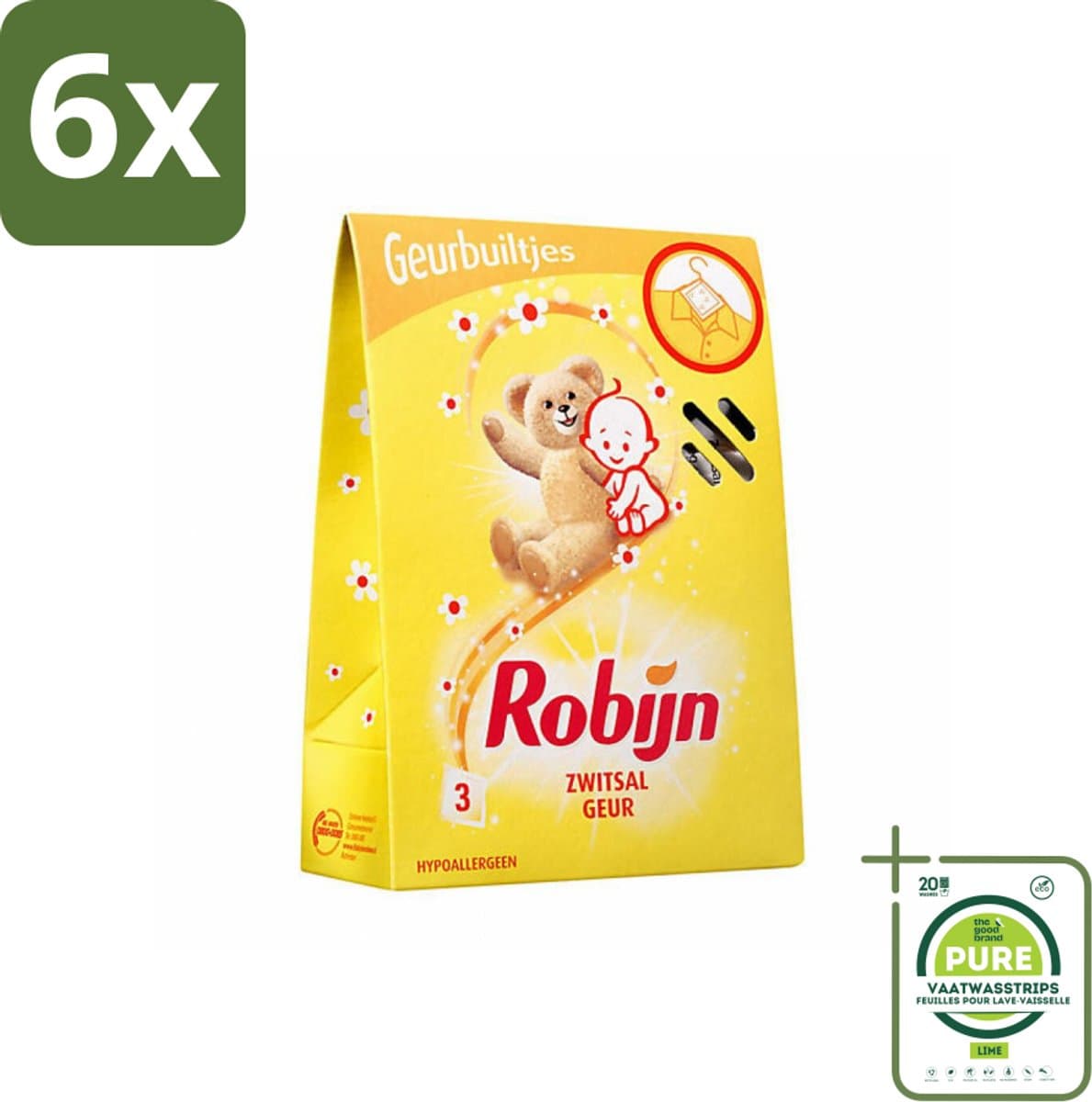 Robijn Geurbuiltjes Zwitsal 3 stuks per verpakking - Voordeelverpakking - 6 stuks - Zwitsal geur - Babygeur — afbeelding 1