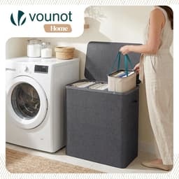 Wasmand - Kledingmand - Was Sorteren - 3 Vakken - 170 Liter - Antraciet — thumbnail 3