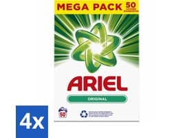4 x Ariel Original - Waspoeder - Witte en Lichtgekleurde Was - 50 Wasbeurten - Ariel Original - Waspoeder - Wasmiddel - Witwas - Lichte Kleuren