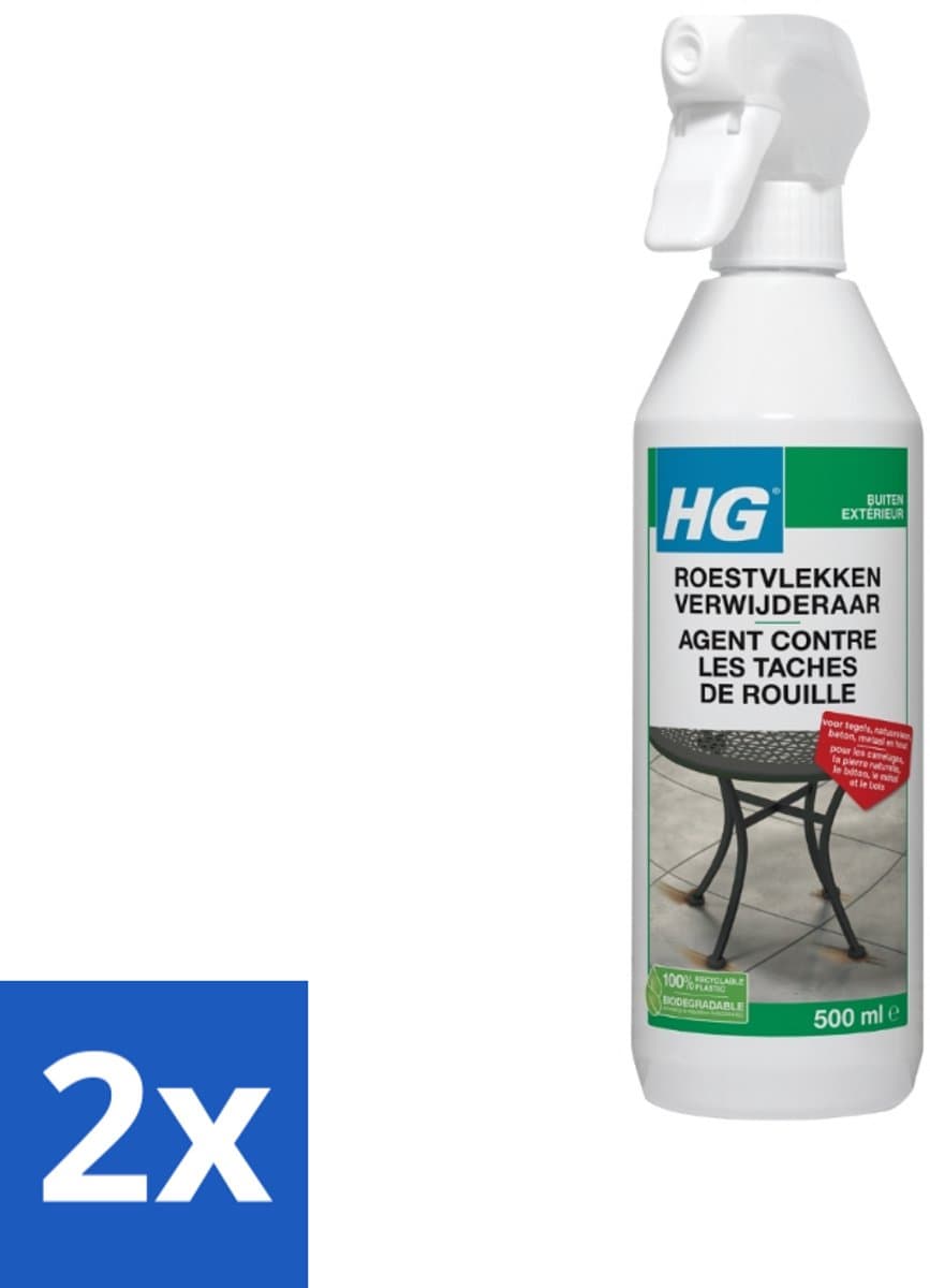 2 x HG Roestvlekken Verwijderaar 500 ml - Roestvlekken Verwijderen - Roestverwijderaar - Roestvlekkenreiniger - Roestvlekken Op Tegels - Roestvlekken Op Natuursteen — afbeelding 1