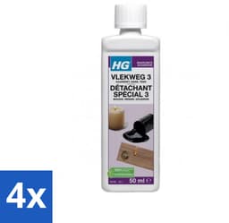4 x HG - Wasruimte - Vlekweg 3 - Kaarsvet, Hars & Teer - 50 ml - Vlekkenverwijderaar - Kaarsvet Vlekken - Teer Vlekken - Hars Vlekken - Textiel Reiniging — thumbnail 1