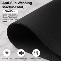Anti Vibratie Mat - Trillingsdemper Mat - 60x60 cm - voor Wasmachine en Droger - Geluiddempende & Waterabsorberende Diatomeeënaarde Mat - Antislip Vloerbeschermer Tegen Trillingen - voor Wasmachine & Koelkast - Zwart — thumbnail 3