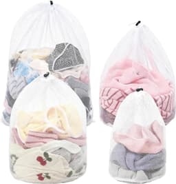 SnelShoppen - 4 Stuks Wasnet voor Wasmachine - Waszakken met Trekkoord in 4 Maten - Geschikt voor Kleding, Beddegoed en Dekens - Duurzaam en Ademend P — thumbnail 1
