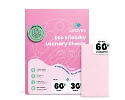 Seaves Wasstrips Allergy Free - 60 Wasbeurten - Wasstrips Proefpakket - Wasmiddel doekjes - Wasvellen - Biologisch afbreekbaar - Plasticvrij