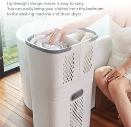 Wasmand, Plastic Wasmand met Wielen en Handvat, Draagbare Rollende Wasmanden 3 Verwijderbare Opbergboxen voor Badkamer, Wasruimte en Kast — thumbnail 5