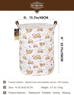 SnelShoppen - Grote Wasmand Hammer - Lichtgewicht Opbergmand van Canvas - Waterdichte Speelgoed Organizer voor Vuilnis, Kleding, Badkamer, Kids Kamers — thumbnail 4