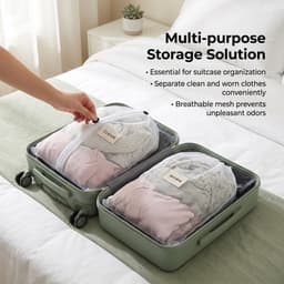Wasnetten met trekkoord - 3 stuks fijne mazen waszakken voor kleding, ondergoed en reizen in huis of appartement — thumbnail 3