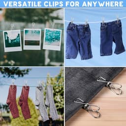 Was Knijpers - Kledinghangers Clips - Kleding Drogen - Roestvrij Staal - 60 Stuks - Zilver — thumbnail 4