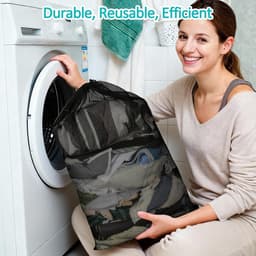 Grote Waszak voor Wasmachine - Zwart - 60 x 90 cm - Fijnmazige Waszak met Trekkoord - Voor Kleding, Beddengoed en Opberging — thumbnail 2