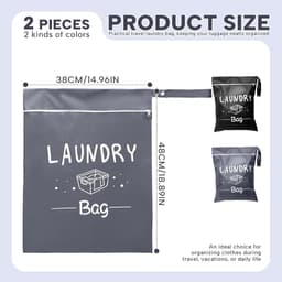 Reiswaszakken Set van 2 - Opvouwbaar - Voor Vuile Kleding - Met Ritssluiting - Ideaal voor op Reis en Thuis — thumbnail 3