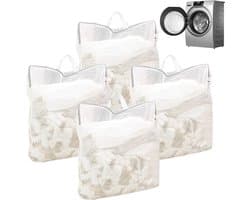 IMPERATORIS® e Was en Schoenen - Mesh Wasnet met Rits - Voorkomt Slijtage - Set van 4 - Wit - 50 x 60 cm