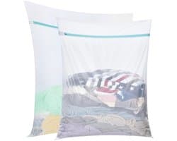 IMPERATORIS® Waszakjes voor Wasmachine - Bescherming voor Fijne Was en Schoenen - Mesh Wasnet met Rits - Voorkomt Slijtage - Set van 2 - wit , blauw - 60 x 80 cm