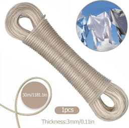 30 Meter Sterk Waslijn Touw met Stalen Kern voor Buiten Drogen — thumbnail 5
