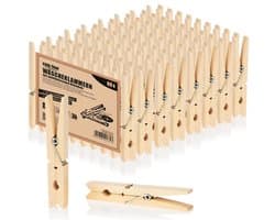 80x XL Houten Wasknijpers van Berkenhout - Onbehandeld en Duurzaam Kleding Pinnen