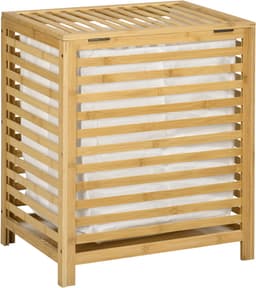Clruro Waskorf - 50 x 36 x 60 cm - Wasmand met Deksel - 55L - Bambus - Natuur — thumbnail 1