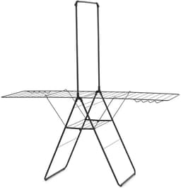 Novendo Goods – Uitschuifbaar hang-on droogrek 25 meter – Stevig opvouwbaar droogrek met extra hangerstang – Ruimtebesparend wasrek voor binnen & buiten – Mat zwart afwerking — thumbnail 1