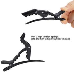 Kunststof Haarspelden Eend Tanden Krokodil Clips - Anti-Slip Styling Haarclips voor Kappers - 20 Stuks Zwart — thumbnail 3