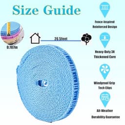 Winddichte Antislip Waslijn 3-Pack - Draagbare 8,0 m Waslijnen voor Binnen en Buiten — thumbnail 4