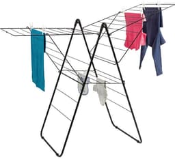 Practo Home t-model droogrek Justine - Zwart - 25M drooglengte - T-model droogrek met stevige scharnieren - Zelfstandig staand met voetjes - Drooglengte van 25 meter — thumbnail 1