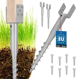 KOTARBAU® Paalhouder - Inschroefbare Paalhouder - Paalvoet 100 x 720 mm 2 st. Gegalvaniseerde Paalhouder - Paalsteun - Schroeffundering - Inschroefbare Paalhuls voor Schuttingpalen en Houten Balken — thumbnail 1