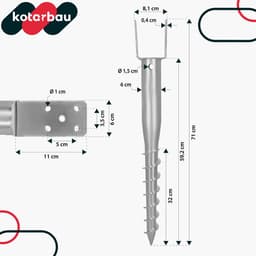 KOTARBAU - Stalen Grondanker - 81 x 710 mm - Schroefmontage - Set van 4 — thumbnail 3