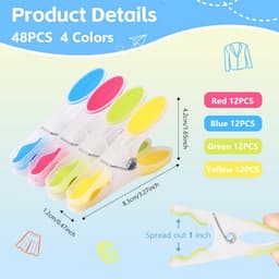 Meerkleurige Antislip Wasknijpers, 48 stuks - Kleine Handdoekklemmen voor Thuis en Buiten — thumbnail 5
