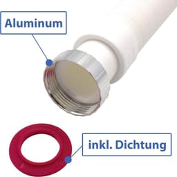 Flexibele afvoerslang 1 1/4 inch x 32 mm, Uittrekbaar van 320-880 mm voor Wastafels — thumbnail 2