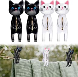 Towel Clips - 4 Pcs - Cat Beach Chair - Cute Beach Towel Clips - Wind Protection - Bath Clips - Large Clothes Pegs voor Was - Stranddoek - Badhanddoek — thumbnail 1