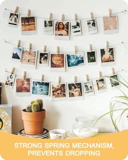 100 Mini Houten Knijpers met 12m Jute Touw voor Foto's en Decoratie — thumbnail 5