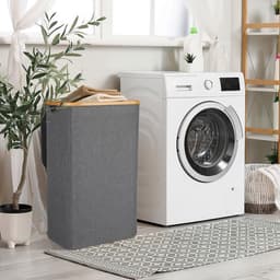 Wasmand,100L Grijs ,Stoffen Wasmand met Deksel ,Sterk materiaal — thumbnail 4