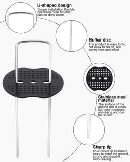Grondankers voor Tent en Tuin - 50 Stuks met Bufferschijven - 150 mm Lang, Roestvrij Staal — thumbnail 2