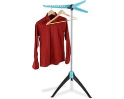 wasrek inklapbaar - 3 armen - voor kledinghangers - droogrek - 128 x 56,5 cm - zilver-turkoois