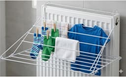 Koopman Inklapbaar wasgoedrekje/droogrek - 2x - Ophangbaar - 58 x 73 cm - radiator/deur — thumbnail 5