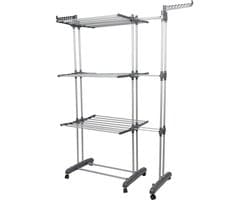 D&A Kledingrek - Kledingrek op wieltjes - Wasrek - Droogrek - Wasrek Inklapbaar - Droogrek Hangend - Vouwplank - 170 CM - Grijs — afbeelding 1
