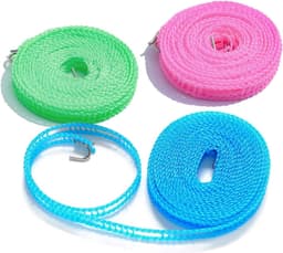 Waslijnen Outdoor - Draagbaar Elastisch - Kamperen Reizen - Antislip Winddicht - 5 Meter - Rood — thumbnail 1