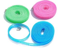 Waslijnen Outdoor - Draagbaar Elastisch - Kamperen Reizen - Antislip Winddicht - 5 Meter - Rood