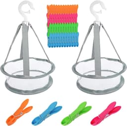 Wasknijpers met opbergmand - 50 stuks klemmen - windbestendige kunststof wasknijpers - waslijn en kleerhanger accessoires — thumbnail 1