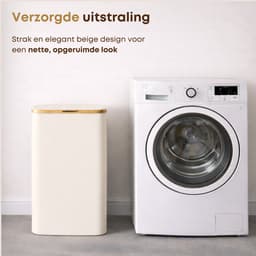 ACAZA Wasmand Met Deksel - 90 L - Bamboe - 42 x 32 x 70,5 cm - Beige — thumbnail 4