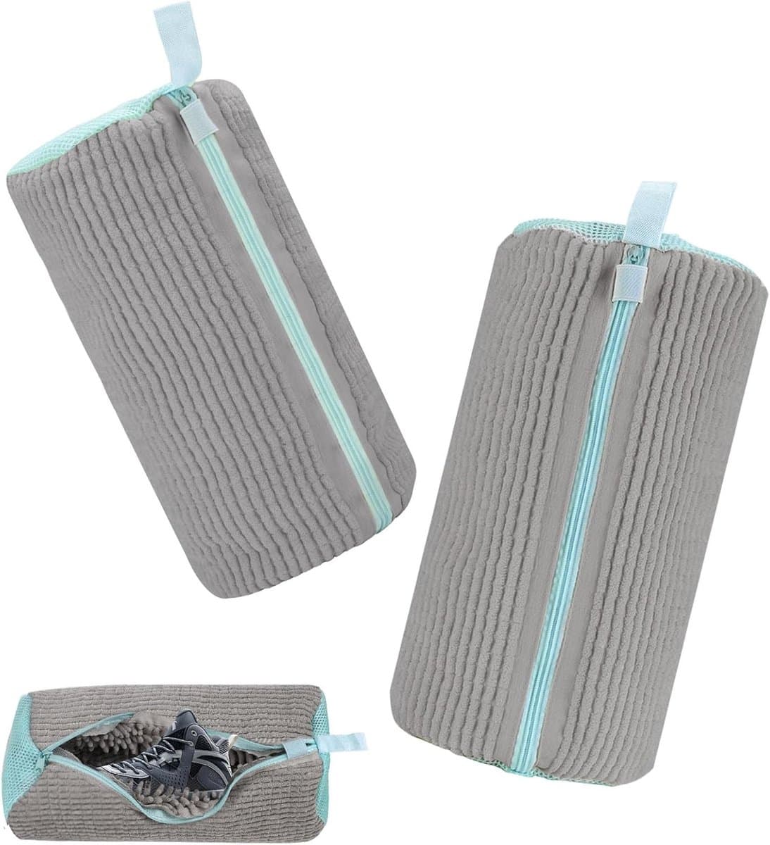 Famanu - Schoenwaszak, wasmachine, 2 herbruikbare ritssluitingen, pluche waszak, schoenenzak, beschermt zowel schoenen als wasmachine (geel) — afbeelding 1