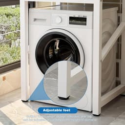 Wasmachinekast – Wasmachine Ombouw – Drogerkast – Wasmachine Meubel – Badkamerkast – Walnoot Kleur – Verstelbare Planken – Gietijzer Frame — thumbnail 4