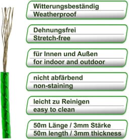 Waslijn 50 m met Stalen Kern - Rekbare en Weerbestendige Lijn voor Droogmolen, Balkon en Camping — thumbnail 2