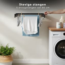 Cheqo® Wanddroogrek - Wanddroogrek Inklapbaar - Droogrek Muur - Muurdroogrek - Wanddroogrek Zwart - Inklapbaar Droogrek - Droogrek Aan Muur - Muur Droogrek Inklapbaar — thumbnail 5