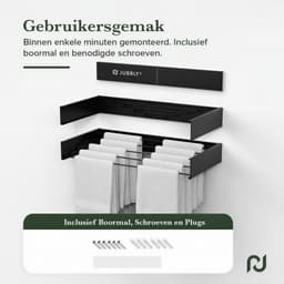 Jubbly® - Wanddroogrek 80cm - Wasrek Inklapbaar - Wasrek Hangend - Droogrek - Inklapbaar Droogrek - Droogrek Muur - 4 Meter Drooglengte - Zwart — thumbnail 5