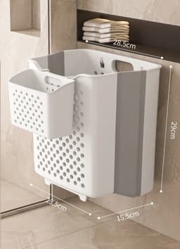 WiseGoods Luxe Opvouwbare Wasmand – Draagbare En Ruimtebesparende Opbergmand Voor Vuile Was & Huishoudelijke Items - Was Mand Wit — thumbnail 1