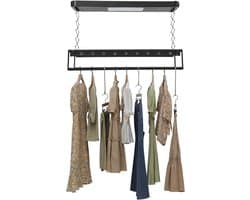 Elektrisch droogrek - Verwarmbaar wasrek - Ruimtebesparend drogen - 35 kg draagkracht - Verstelbaar 110 cm - Zwart