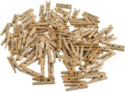 Mini Houten Knijpers - Decoratie Clips - Foto's Ophangen - Natuurlijke Uitstraling - 100 stuks - Houtkleur — thumbnail 1