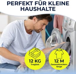 EASYmaxx Telescopisch Droogrek 1200 – Kledingrek met 12 m Drooglengte, Uitschuifbaar tot ca. 108 cm, Energiezuinig Was Drogen Zonder Stroom — thumbnail 2