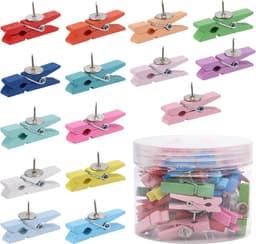 Kleurige duwspelden met houten clips - 50 stuks voor creatieve projecten — thumbnail 1