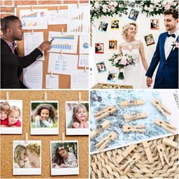 Houten Clips - Pushpins met Klem - Decoratief Bevestigen - Met Veer Mechanisme - 50 Stuks - Houtkleur — thumbnail 5